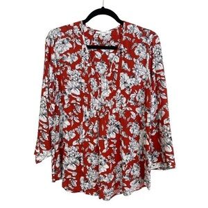Fun 2 Fun Red and White Floral Blouse